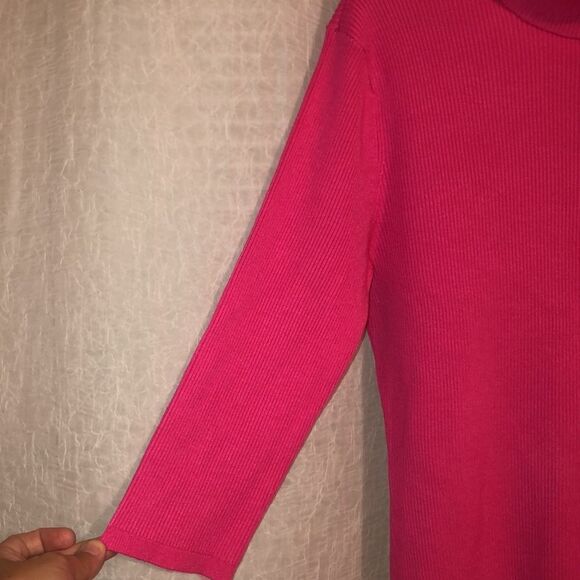 NY&C L Fuchsia Pink 7th Ave Studio Turtle Neck Sweater - Picture 4 of 8